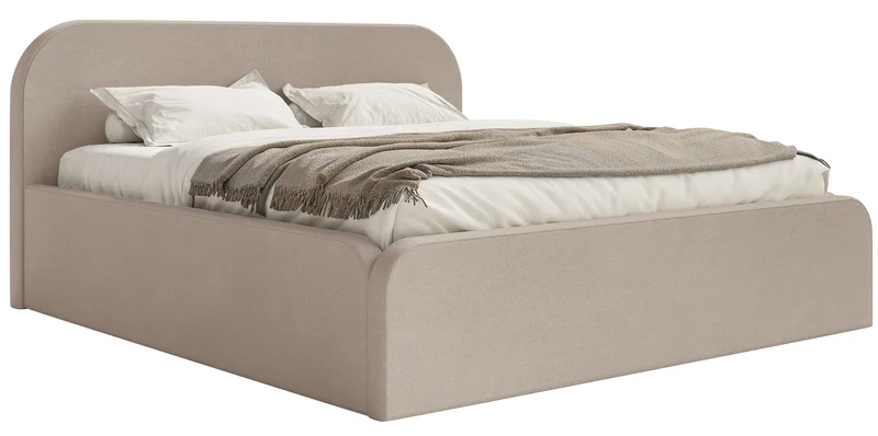 Polsterbett 200x200 cm Umike beige Velours wasserabweisend
