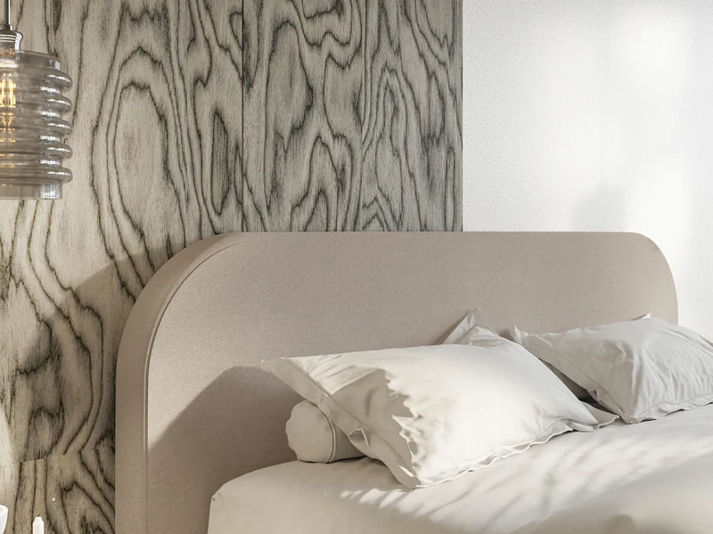 Polsterbett 200x200 cm Umike beige Velours wasserabweisend