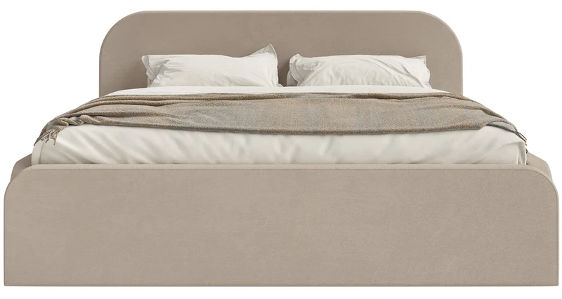 Polsterbett 200x200 cm Umike beige Velours wasserabweisend