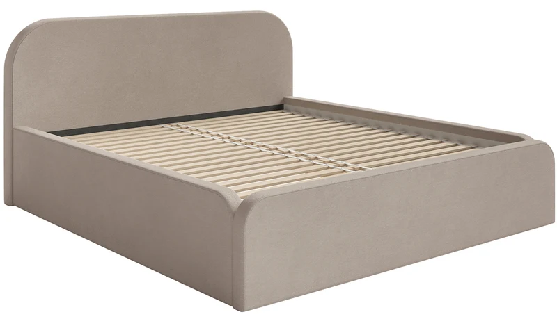 Polsterbett 200x200 cm Umike beige Velours wasserabweisend
