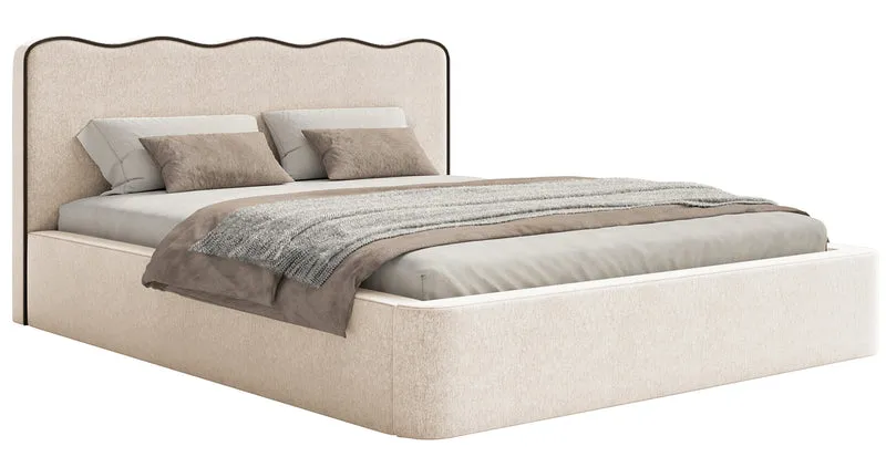 Polsterbett 180x200 cm Duney hellbeige Geflecht