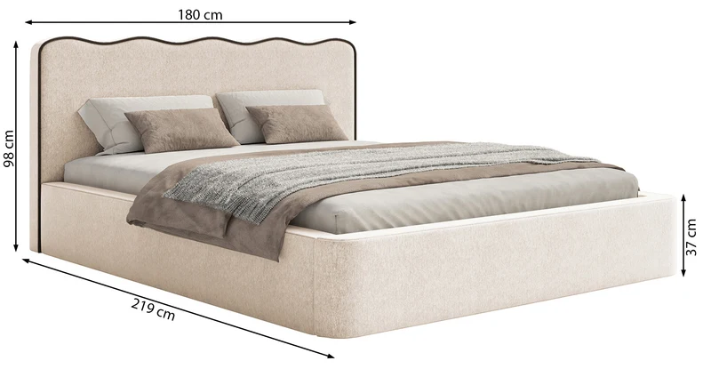 Polsterbett 160x200 cm Duney mit Stauraum, hellbeiger Samtvelours