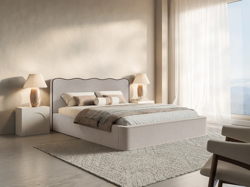 Polsterbett 180x200 cm Duney beige Samt