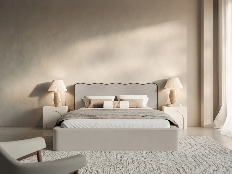Polsterbett 180x200 cm Duney beige Samt