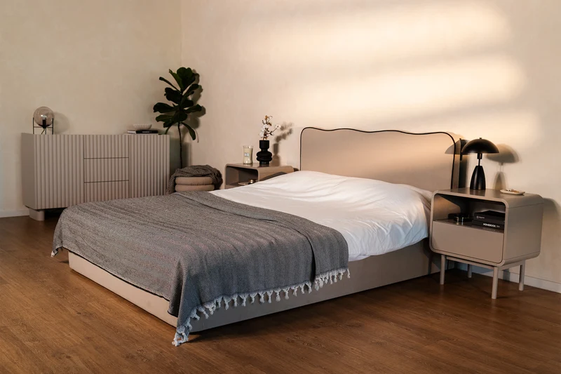 Polsterbett 180x200 cm Duney beige Samt