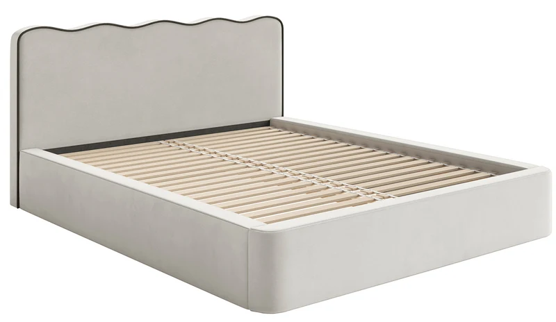 Gepolstertes Bett 200x200 cm Duney hellbeige Samt