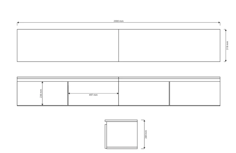 Hängender TV-Schrank Bemmi 200 cm Lindberg-Eiche