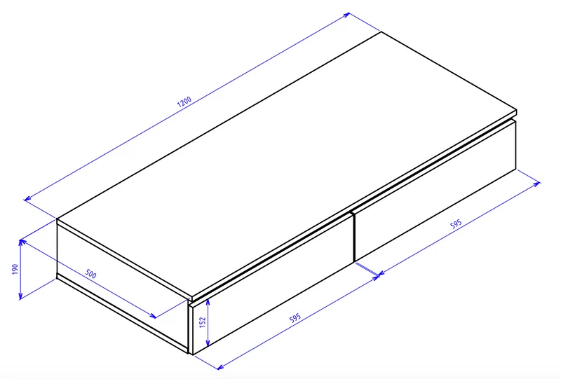 Hängender Schminktisch Bemmi mit Schubladen, 120 cm, Lindberg-Eiche