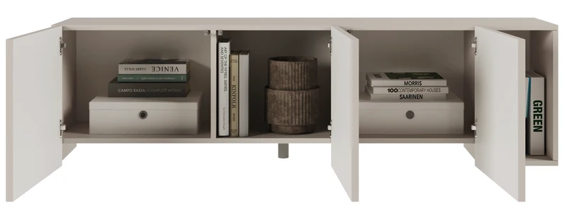 TV-Schrank Arkadia mit vier Türen und gefrästen Fronten, 175 cm, Kaschmir