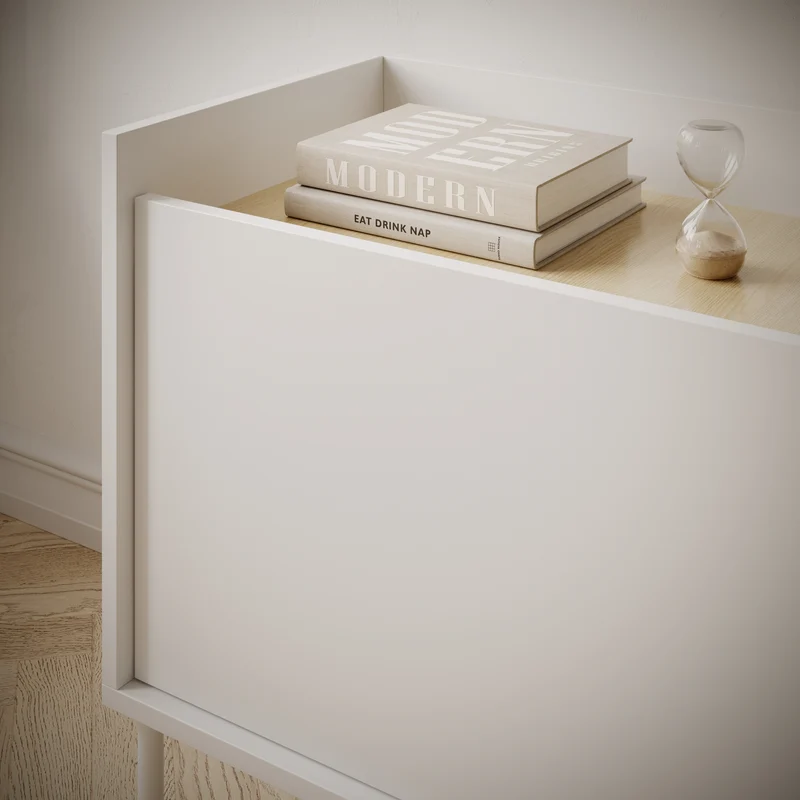 TV-Schrank Tovi, dreitürig, 175 cm, weiß/Lindberg-Eiche