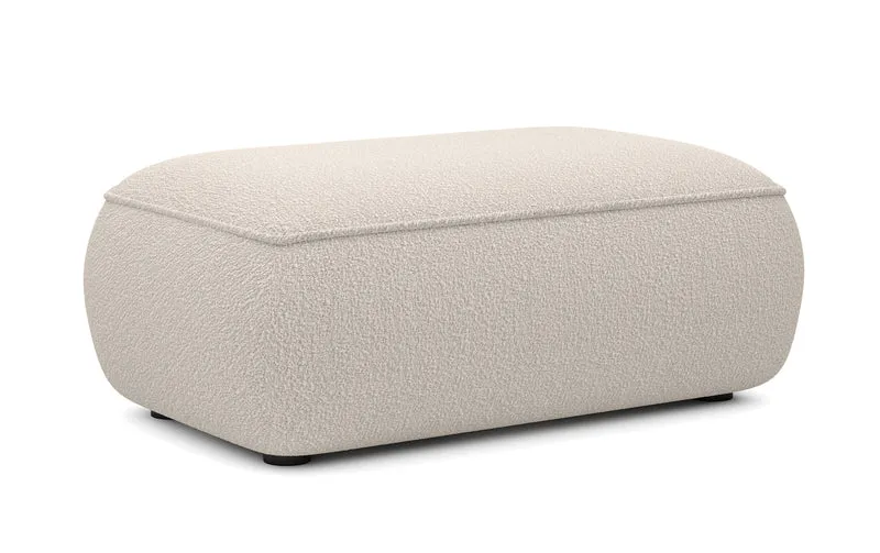 Beiger Pufa Ovo aus Bouclé