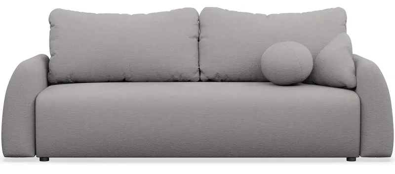 Dreisitziges ausklappbares Sofa Nubelle mit Stauraum, grauer hydrophober Chenillestoff