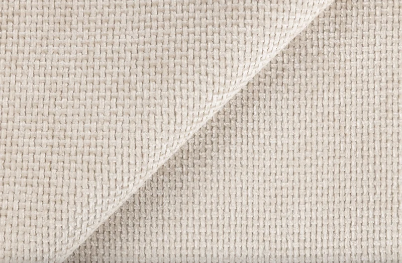Dreisitziges Sofa Dandelino mit Schlafunktion, hellbeiger hydrophober Chenillestoff