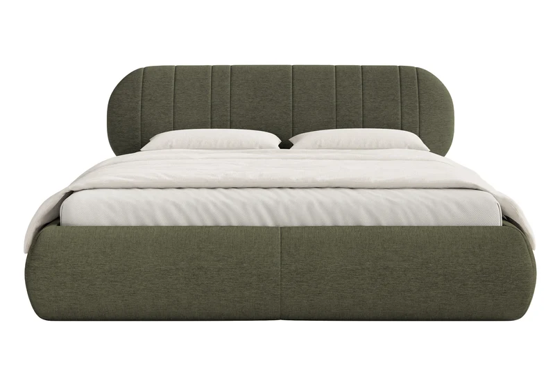 Gepolstertes Bett 140x200 cm Asmelio Khaki Flechtmuster