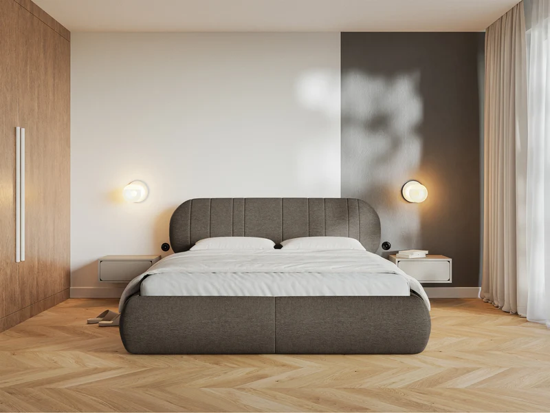 Polsterbett 140x200 cm Asmelio braun Geflecht