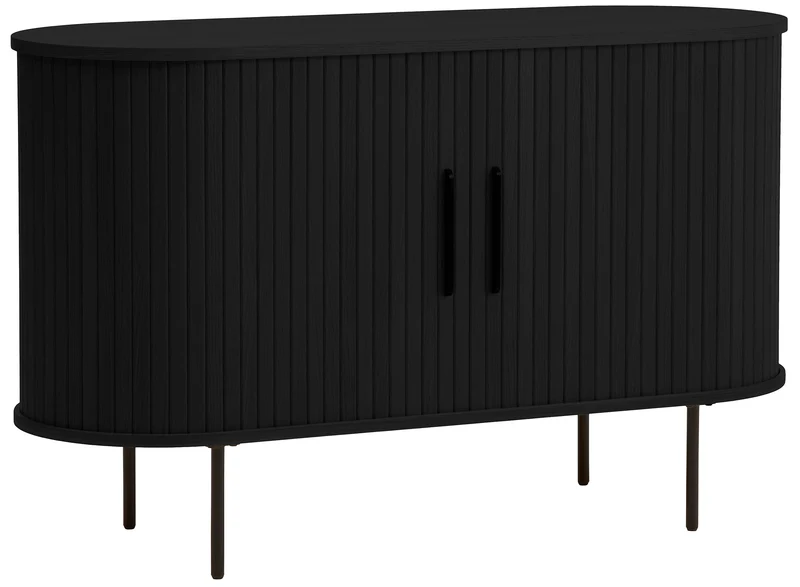 Kommode Gativel 120 cm Lamellen Eiche Schwarz