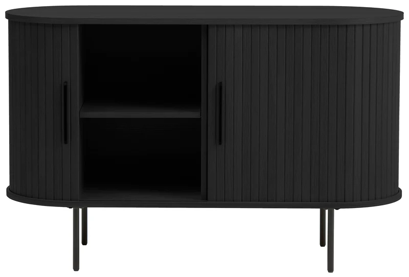 Kommode Gativel 120 cm Lamellen Eiche Schwarz