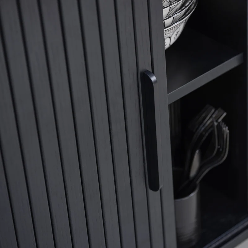 Kommode Gativel 120 cm Lamellen Eiche Schwarz