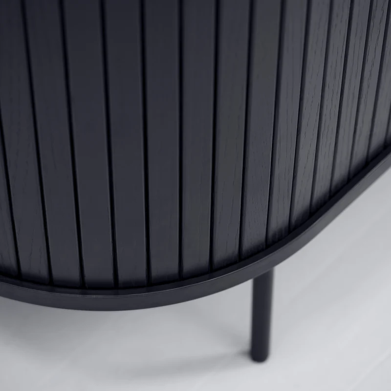 Kommode Gativel 120 cm Lamellen Eiche Schwarz