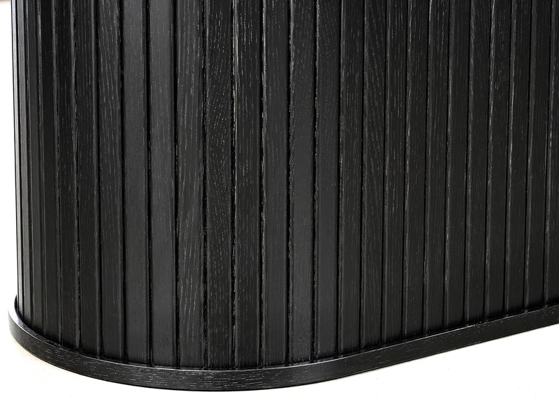 Ausziehbarer Tisch Gativel 180-230x95 cm Lamellen Eiche Schwarz