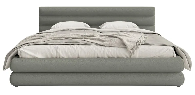 Polsterbett 160x200 cm Alegre mit Bettkasten, grau Chenille, Metallrahmen