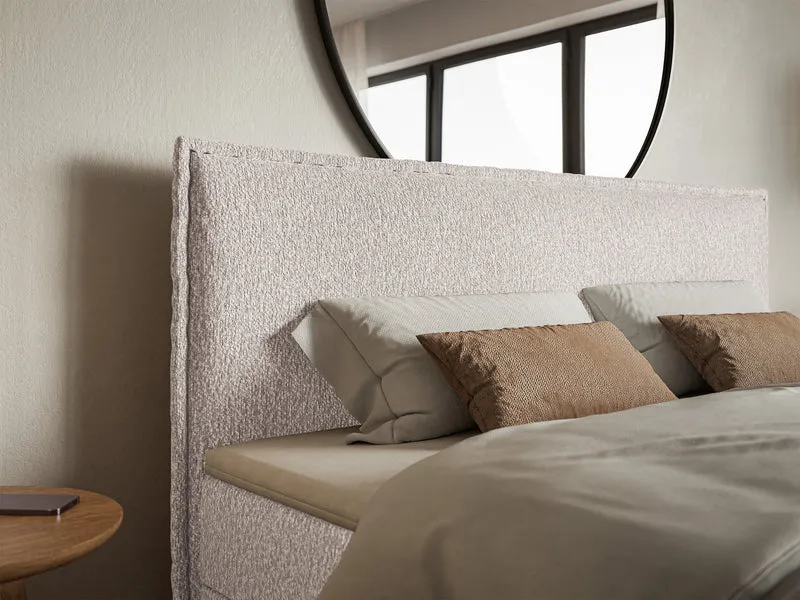 Kontinentalbett 160x200 cm Softie mit Stauraum und Topper, beige Chenille
