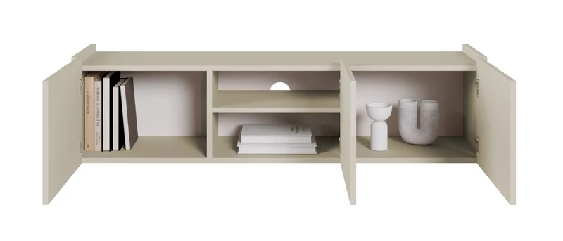 Hängender dreitüriger TV-Schrank Fiorra 144 cm Kaschmir