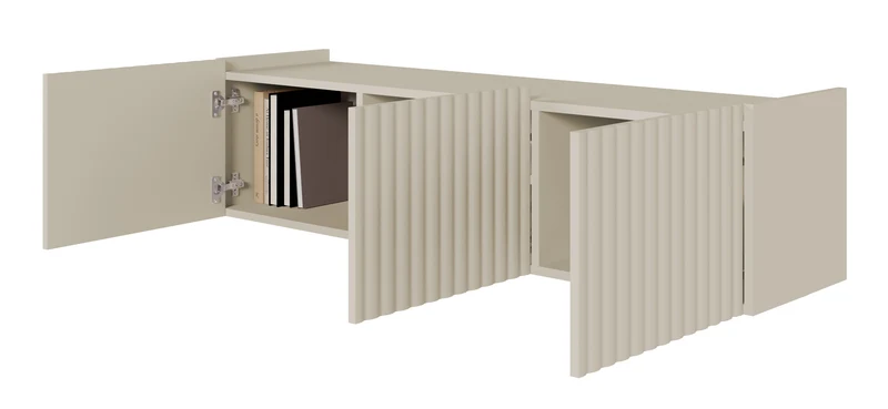Hängender dreitüriger TV-Schrank Fiorra 144 cm Kaschmir