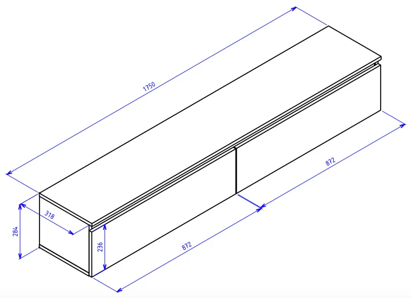 Hängender TV-Schrank Bemmi 175 cm Weiß