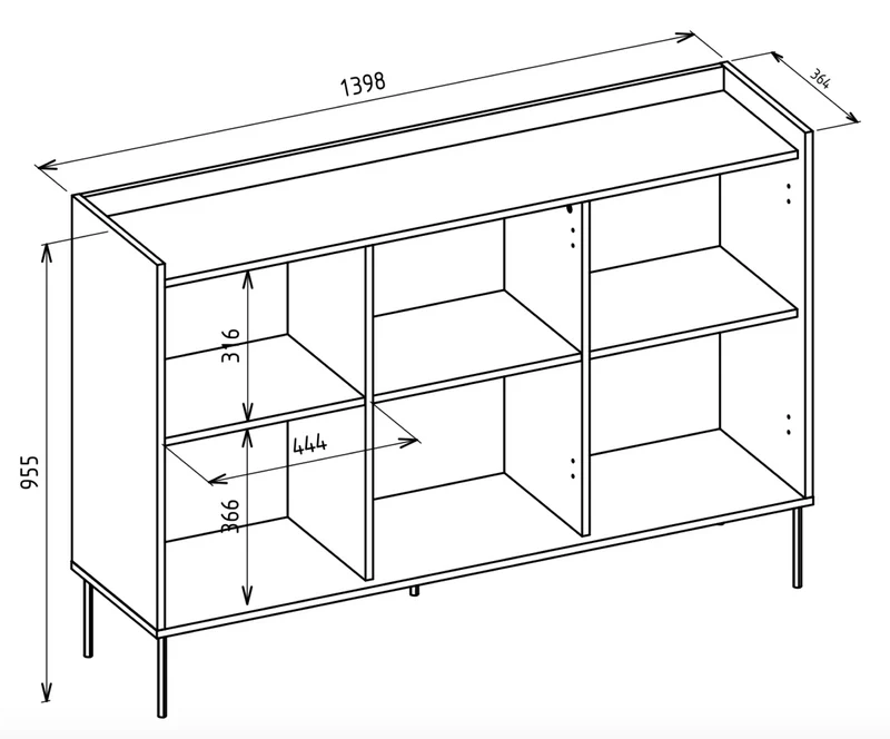 Drehtür-Kommode Tovi 140 cm weiß/Lindberg-Eiche