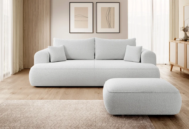 Ovo Hocker grau Bouclé