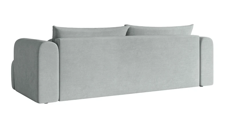 Dreisitziges Sofa Dandelino mit Schlafunktion, hellgrauer Velours, wasserabweisend