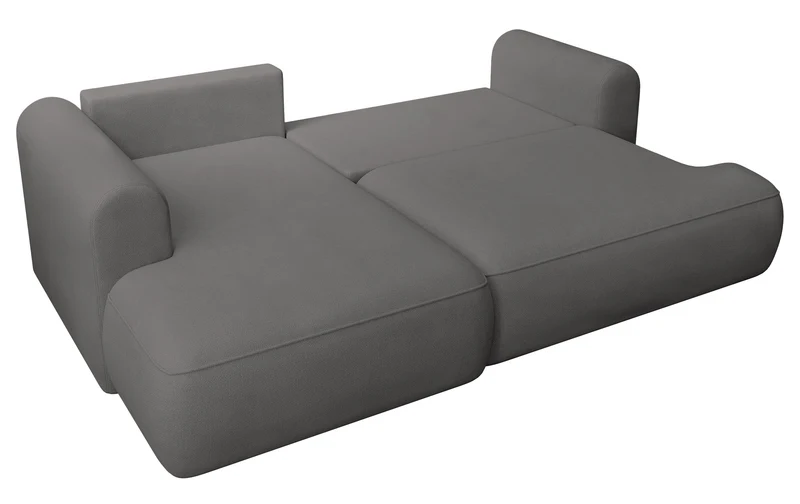Ecksofa mit Schlaffunktion Ovo Mini, L-förmig, linksseitig, mit Stauraum, dunkelgrauer, pflegeleichter Chenillestoff