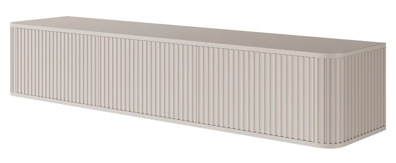 Hängender RTV-Schrank Ovarlo mit Rillen, dreitürig, 163 cm, sandbeige