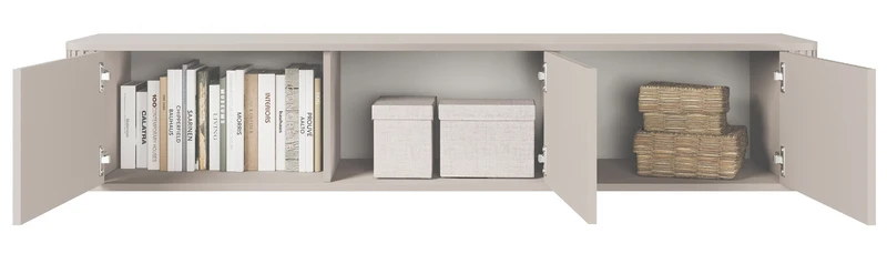Hängender RTV-Schrank Ovarlo mit Rillen, dreitürig, 163 cm, sandbeige