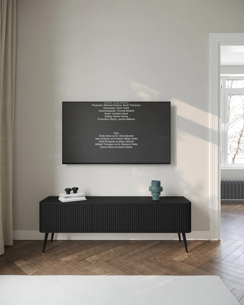 Hängender RTV-Schrank Ovarlo mit Rillen, dreitürig, 163 cm, sandbeige