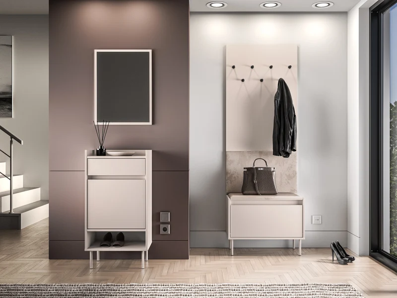 Einzeltüriger Schuhschrank Dioce mit Schublade, 50 cm, Kaschmir