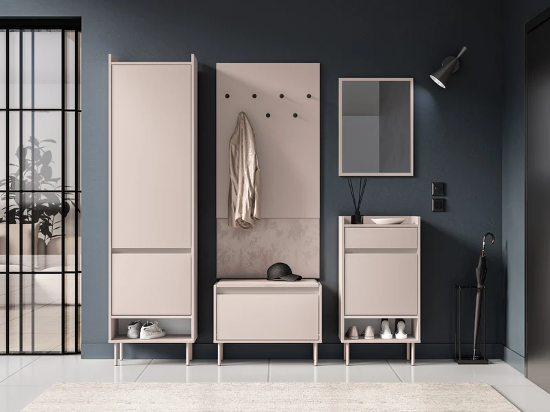 Schuhschrank Dioce mit Klappe und Sitzfläche 69 cm Kaschmir