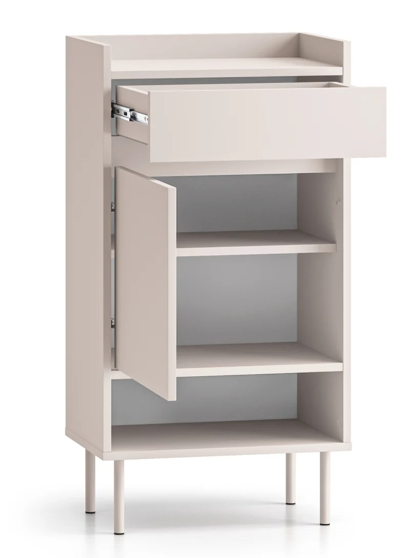 Einzeltüriger Schuhschrank Dioce mit Schublade, 50 cm, Kaschmir
