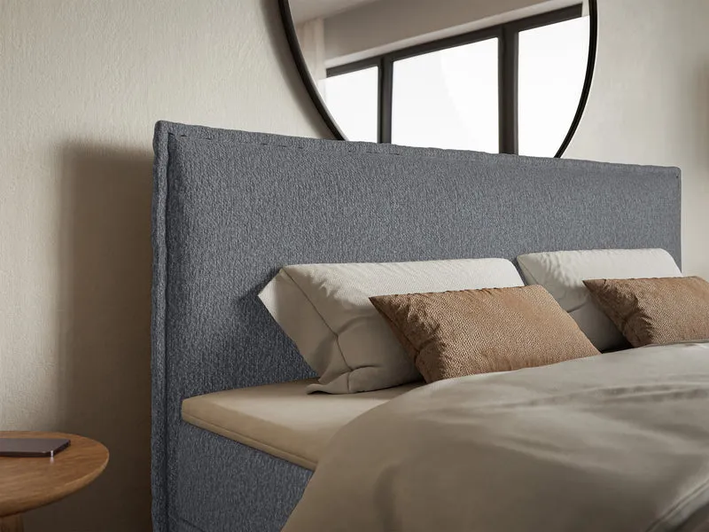 Kontinentalbett 160x200 cm Softie mit Stauraum und Topper, grafitfarbener Chenille