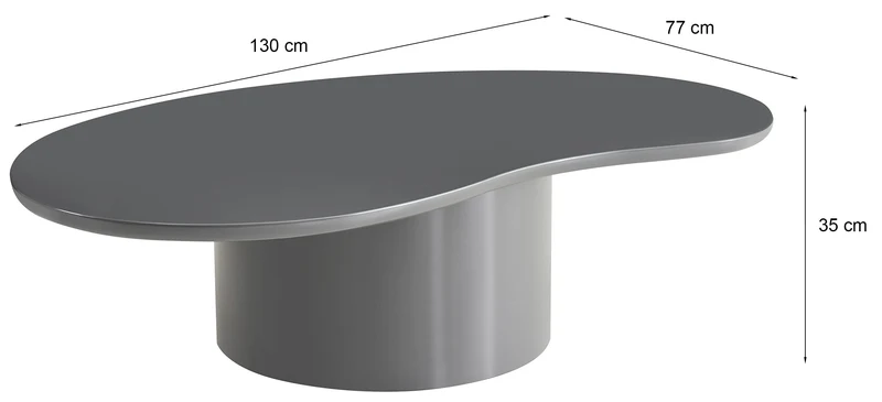 Tratesse Couchtisch 130x77 cm Grau Hochglanz