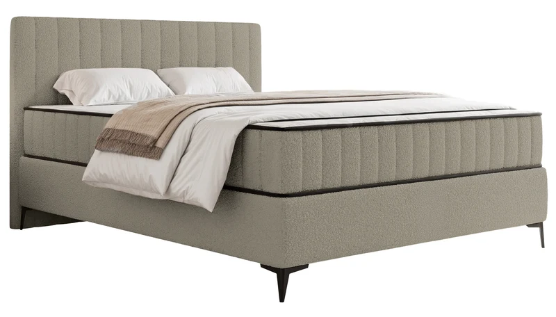 Kontinentalbett 140x200 cm Mufasso mit Stauraum, dunkelbeige Bouclé