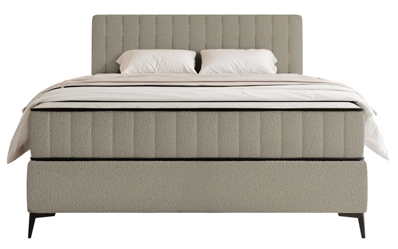 Kontinentalbett 140x200 cm Mufasso mit Stauraum, dunkelbeige Bouclé