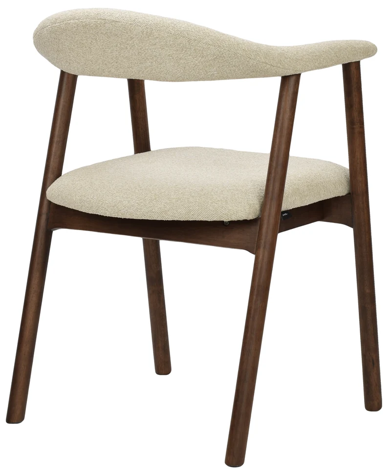 Holzstuhl für das Esszimmer Depenne mit Bouclé-Stoff in Beige/Nussbaum