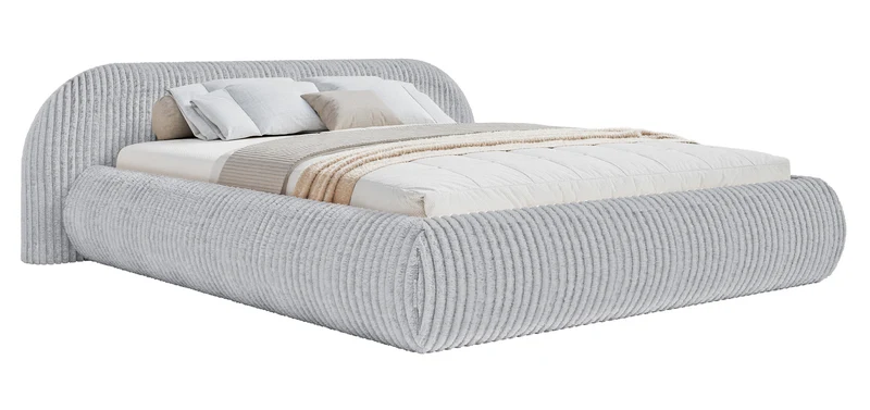 Gepolstertes Bett 160x200 cm Shels Low grau dicker Cord