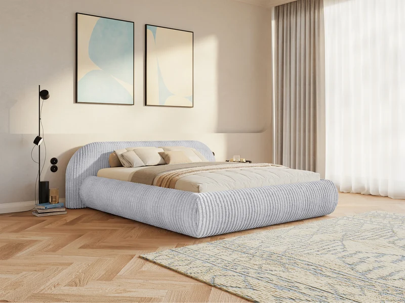 Gepolstertes Bett 160x200 cm Shels Low grau dicker Cord