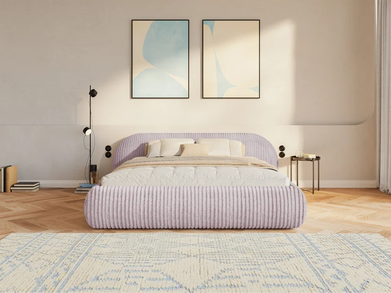 Polsterbett 140x200 cm Shels Low rosa dicker Cordstoff