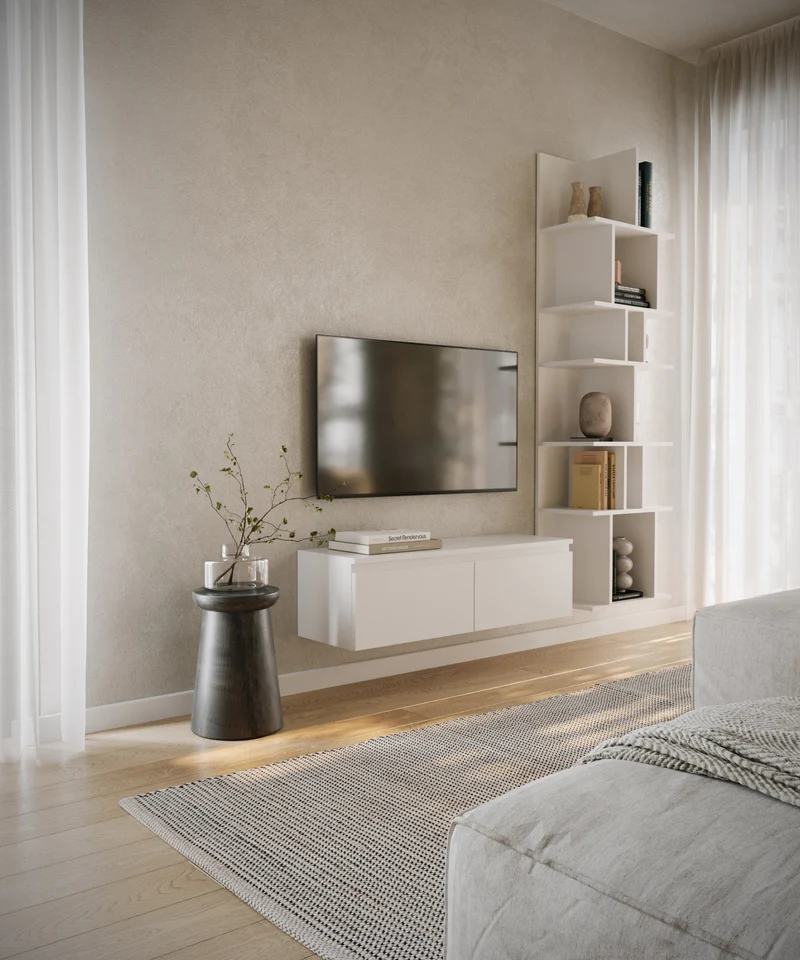 Hängender TV-Schrank Bemmi 100 cm Weiß