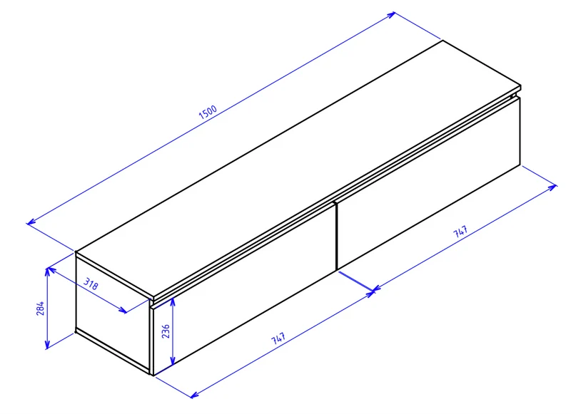 Hängender TV-Schrank Bemmi 150 cm Kaschmir