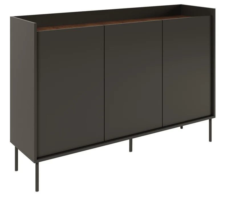 Drehtürenschrank Tovi 140 cm schwarz/Wisconsin-Nussbaum